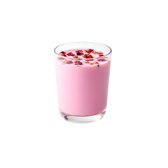 Refreshing Rose Milk Drink with Rose Petal Garnish.