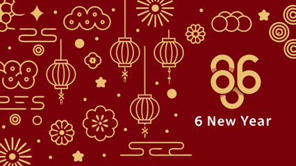 Chinese new year celebration with lanterns and lucky numbers