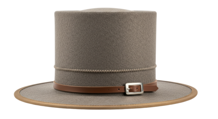 Isolated Grey Hat with Leather Strap