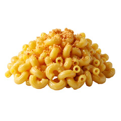 Delicious Macaroni and Cheese Pile on White Background.