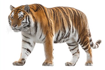 Naklejka premium Tiger striding, orange and white stripes