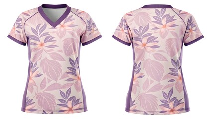Floral Print Women's T-Shirt Mockup Front and Back Views