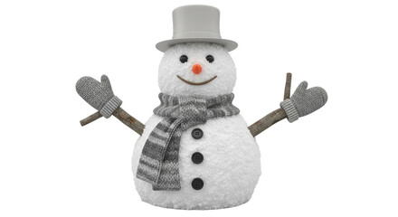 Isolated Snowman with Hat and Scarf