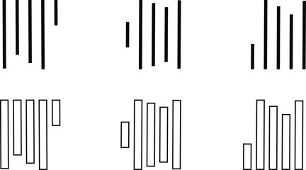 Align line icon set with vertical alignment, bar and equalizer style symbols. Collection of solid and outline vector icons for UI, UX, apps, charts, graphs, typography, design and document layout