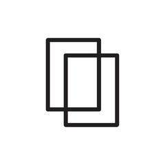 Bold black outline of two offset rectangles a perfect symbol for copying content