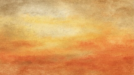 Obraz premium Abstract watercolor sunset sky texture background, orange yellow tones with vintage brushwork for art design and decor