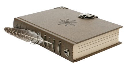 Isolated Journal Book with Quill