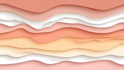 Obraz premium Layered wavy texture. Soft peach, orange, and white create depth in this organic, textured, wave pattern backdrop