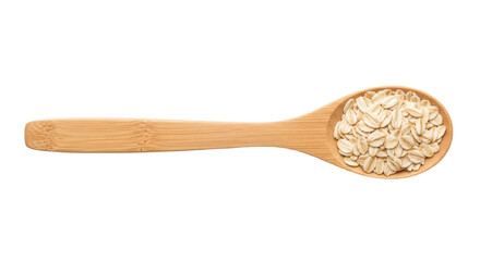 Isolated Oats in Wooden Spoon