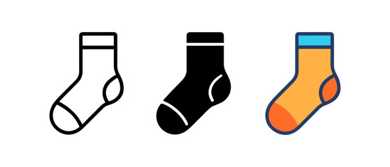 Minimalist sock designs in outline, silhouette, and flat styles