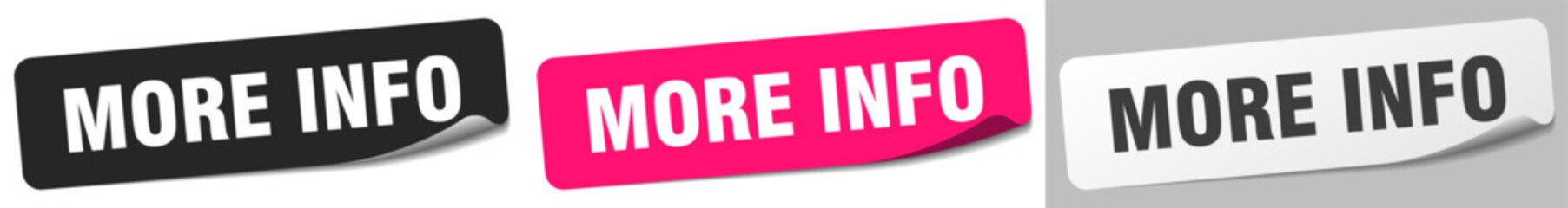 more info sticker. more info sticker set on white background