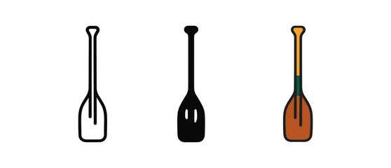 Colorful paddle icon set in flat design with variations