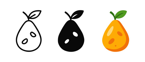 Minimalist pear design: outline, silhouette, and vibrant 3d styles