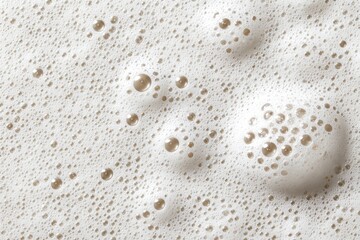 Creamy foam texture. Bubbles of varying sizes create a light, bubbly pattern against a tan background, suggesting liquid surface tension