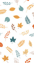 A vibrant autumn collection of scattered leafy motifs