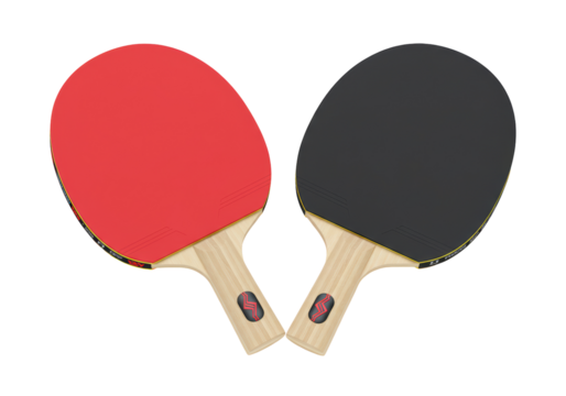 Isolated table tennis paddles, equipment for team sport activity at competition venue - Powered by Adobe