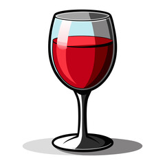 Elegant glass of red wine with realistic reflection vector illustration, perfect for restaurant menu design, winery branding, and luxury artwork.