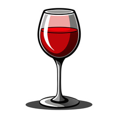 Elegant glass of red wine with realistic reflection vector illustration, perfect for restaurant menu design, winery branding, and luxury artwork.