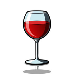 Elegant glass of red wine with realistic reflection vector illustration, perfect for restaurant menu design, winery branding, and luxury artwork.