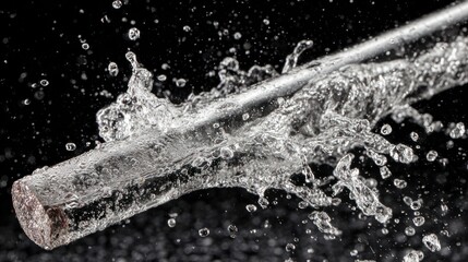 Metal rod struck by water