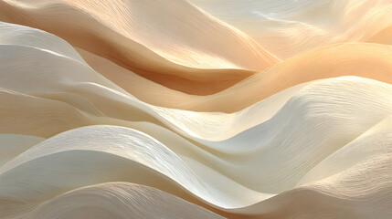 This image features abstrat wavy patterns in soft bege and cream color tones, reating a smooth and calmig visual effect that's perect for backgrounds or desgns.
