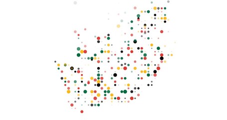 Creative Video Effect of Dots Entering and Disappearing South Africa Outline