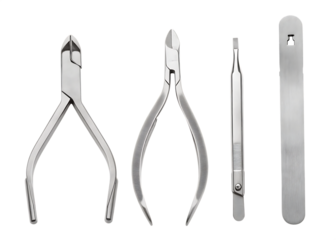 Metal Nail Care Tools isolated on a transparent background manicure pedicure