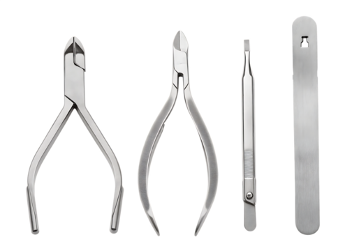 Metal Nail Care Tools isolated on a transparent background manicure pedicure