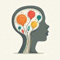 Creative Mind Showcase: Brain with Illuminated Idea Lightbulbs