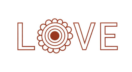 Isolated Love Word with Flower