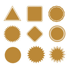 Gold Badge Vector Set, Premium Label Shapes, Certificate Seal, Award Sticker, Blank Emblem Icons Collection