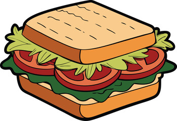 Classic blt sandwich with bacon lettuce and tomato flat design