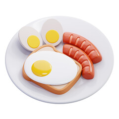 Breakfast Plate: Eggs, Toast, Sausages