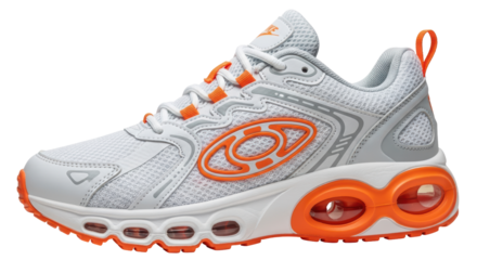 Isolated White and Orange Running Shoe