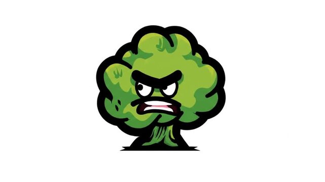 Angry cartoon tree illustration