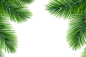 Fototapeta premium Lush palm fronds frame white