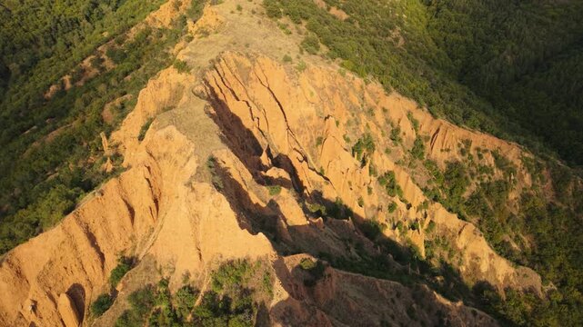 Stob Earth Pyramids Bulgaria Aerial View Over Sandstone Hills and Valleys