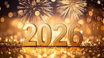 Golden 2026 New Year Fireworks - Powered by Adobe