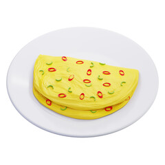 Yellow Pepper Ring Omelette on Plate