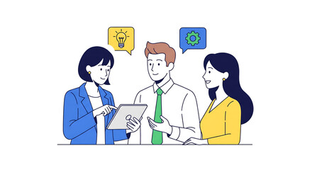 Vector Illustration of Business People Analyzing Data and Developing a Strategy.
