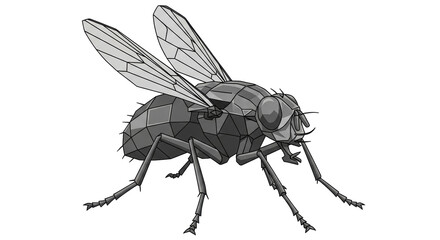 Isolated Fly Insect in Gray Tones