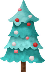 Watercolor Illustration of Christmas Tree