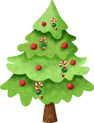 Watercolor Illustration of Christmas Tree