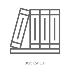 Bookshelf Icon Line Style. Design Vector Illustration
