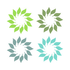 NATURAL PRODUCT LEAVES IN CIRCLE SIGN SYMBOL LOGO
