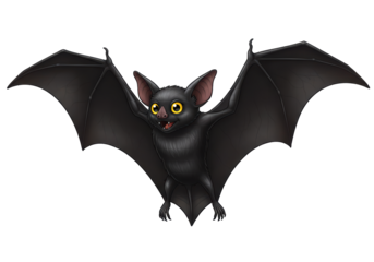 Isolated Cartoon Bat with Open Wings Character Halloween Night Celebration Animal Art