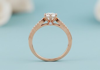 Elegant Rose Gold Diamond Engagement Ring with Side Stones