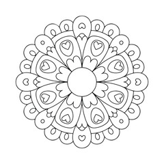 Heart and Petal Mandala for Emotional Wellness and Coloring Pages for Kids & Adults. Cute & Cozy Coloring Book for Relaxation and Creativity