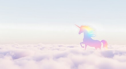 A pastel-colored unicorn silhouette with rainbow gradient mane