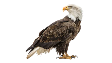 Gardinen Adler Majestic bald eagle perched on a branch, showcasing its powerful presence in a natural setting on a transparent background  © Anatoli
